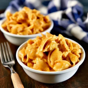 Delicious quick chicken enchilada mac dish served in a bowl with toppings