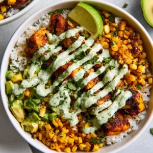 Delicious Street Corn Chicken Bowl with grilled chicken and vibrant toppings