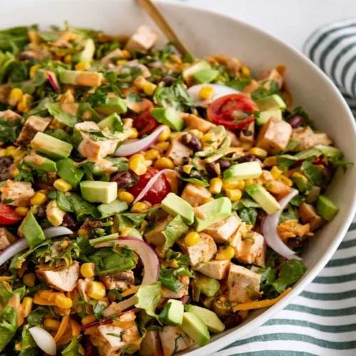 Delicious Southwest Chicken Salad with vibrant ingredients and dressing