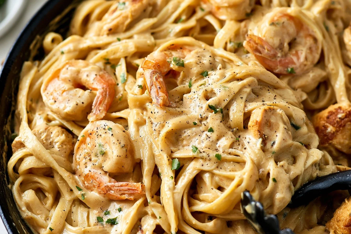 Cajun Chicken and Shrimp Alfredo