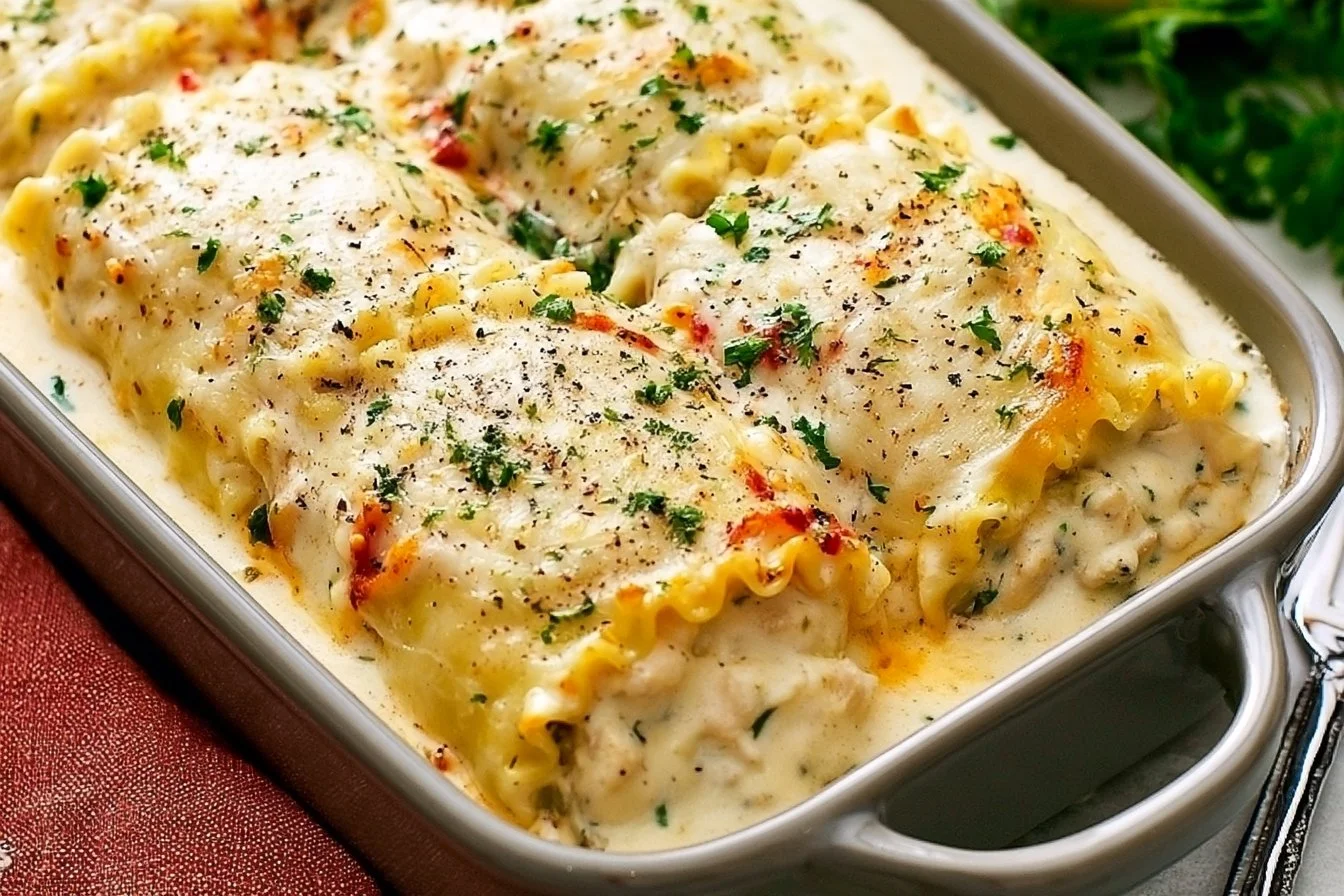 Chicken Alfredo Lasagna Rolls