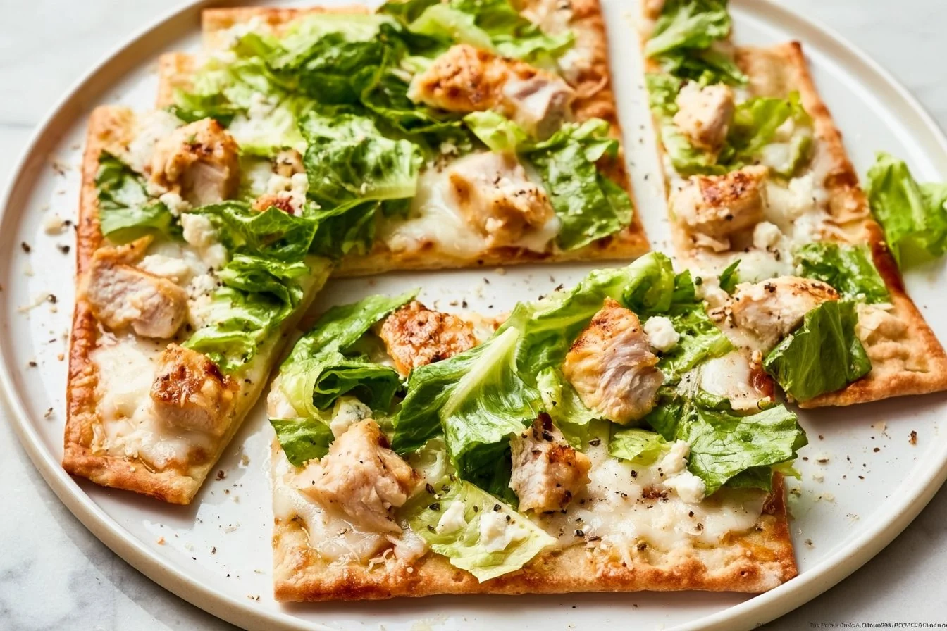 Chicken Caesar Flatbread Recipe - Easy & Delicious 20-Min Meal! | Healthy Flatbread Recipes for Lunch, Easy Chicken and Flatbread, Easy Healthy Flatbread Recipes