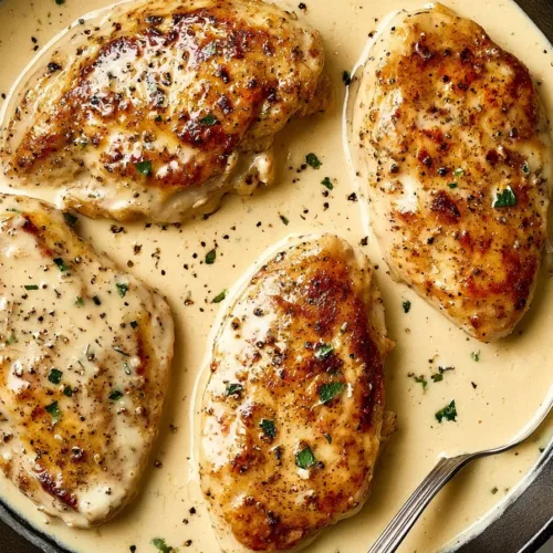 Creamy Ranch Chicken Breast served on a plate with herbs
