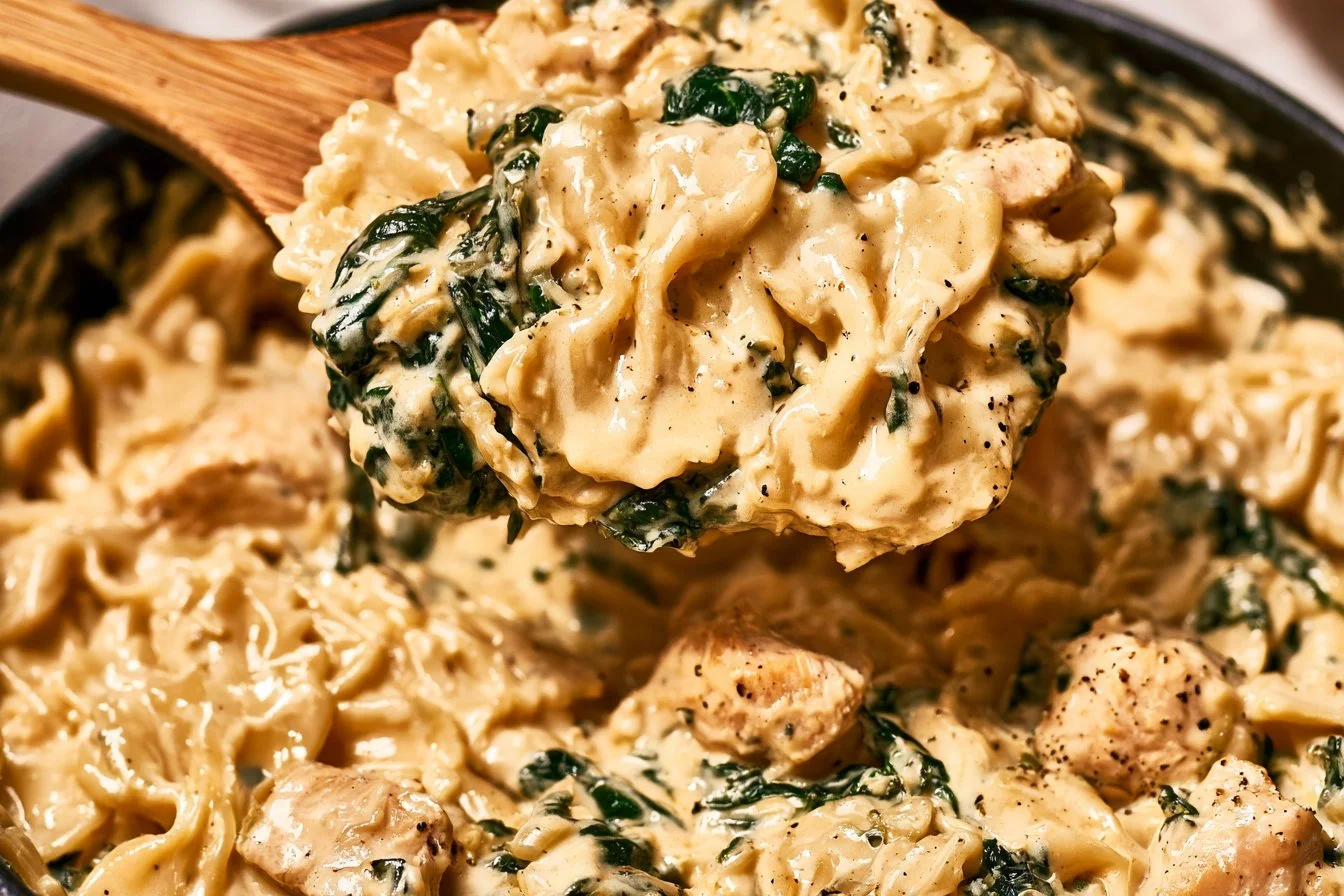 Spinach in alfredo sauce | Spinach alfredo casserole, Spinach alfredo pasta bake, Chicken spinach alfredo