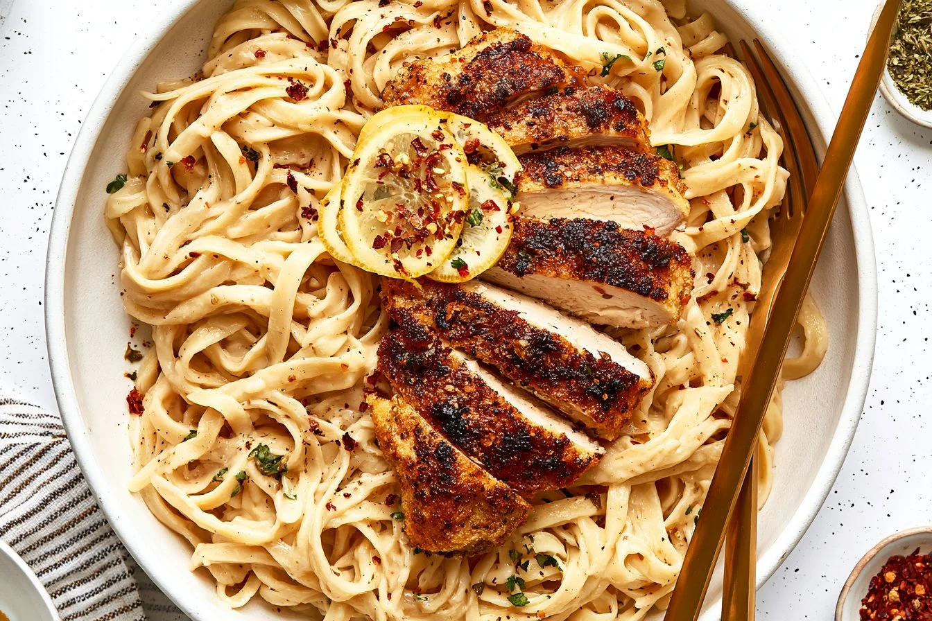 Crispy Chicken Cutlets with Lemon Parmesan Pasta