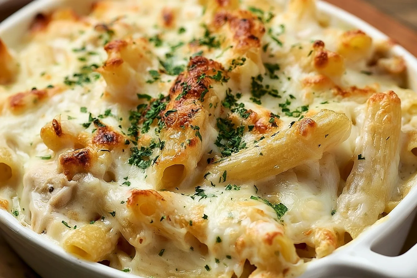 CHICKEN ALFREDO BAKED ZITI