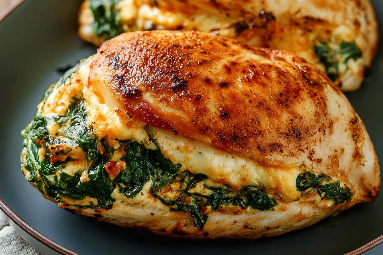 Spinach Stuffed Chicken Breasts - a healthy low carb dinner option!