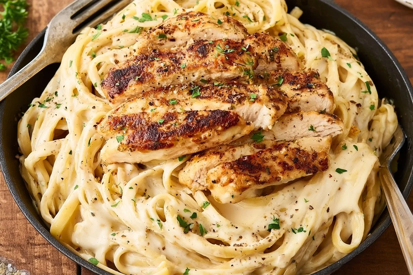 Chicken Fettuccine Alfredo (Super Creamy!) - Cooked by Julie