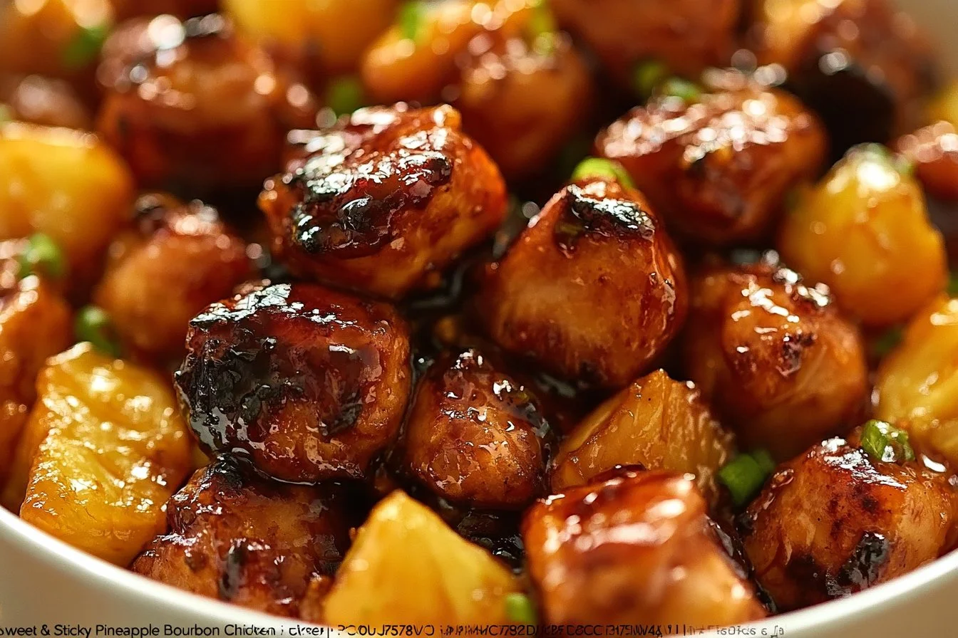 sticky-pineapple-chicken-dinner-2026-10-02-153525 Sticky Pineapple Chicken dinner served on a plate with vibrant vegetables